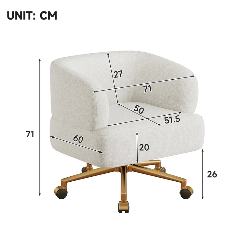 Chaise de bureau pivotante 360° chenille beige contemporain MERIDIANKRON