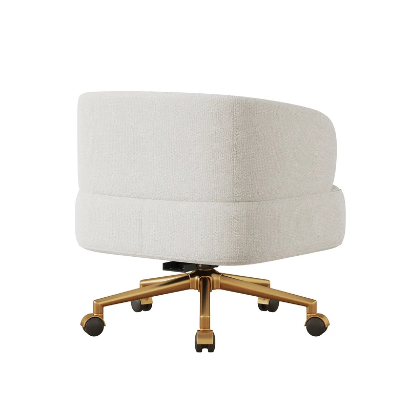 Chaise de bureau pivotante 360° chenille beige contemporain MERIDIANKRON