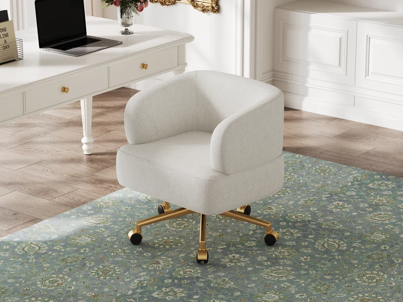 Chaise de bureau pivotante 360° chenille beige contemporain MERIDIANKRON