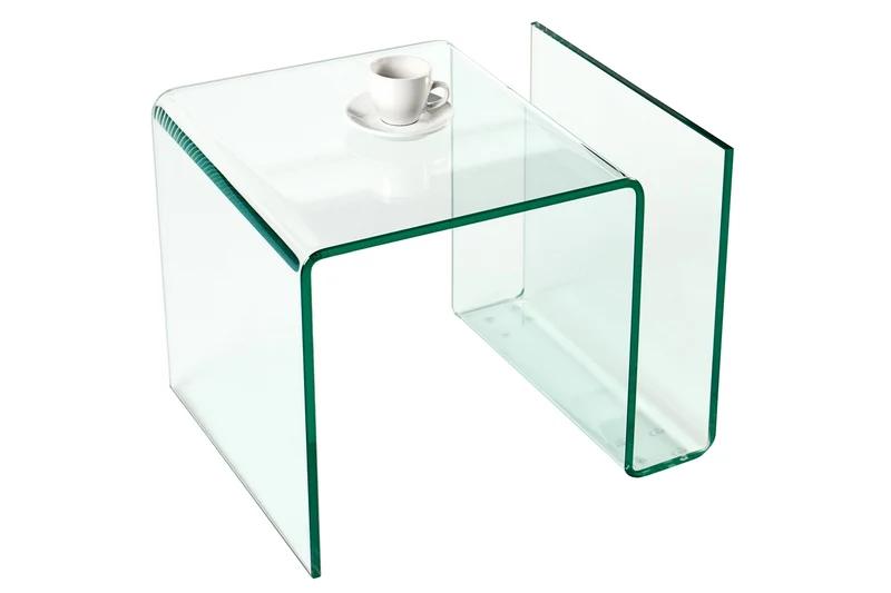 Table basse extravagante en verre FANTOME 50cm table d'appoint avec rangement pour magazines transparente