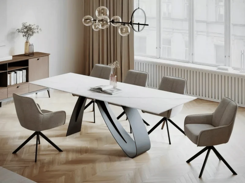 Table à manger extensible céramique marbre noir ALMA