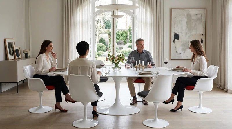 TULIP Oval table extensible plateau en laminé