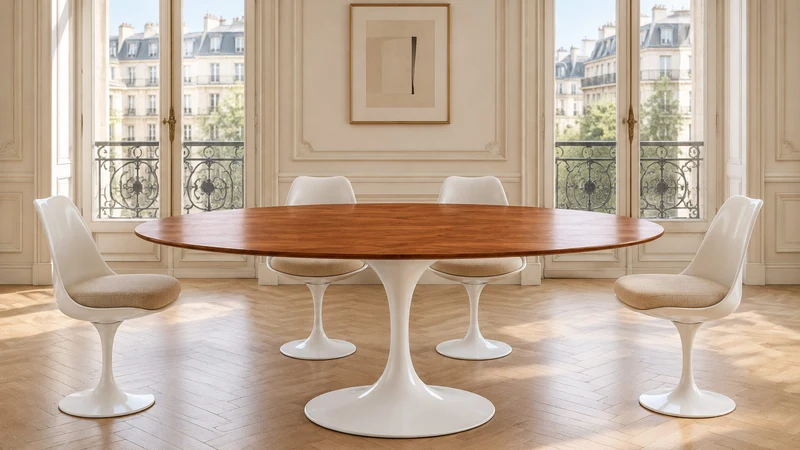 Tulip oval table à manger plateau en bois