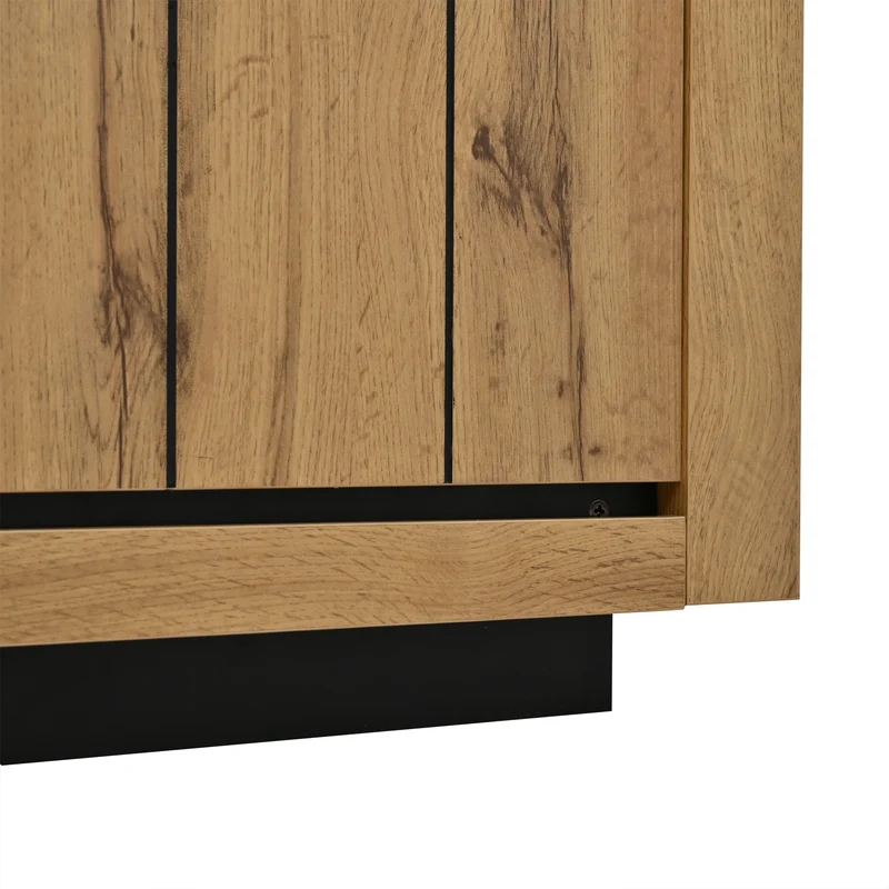 Buffet effet bois et noir 4 portes 1 tiroir 140x38,5x52cm ELEMENTLA