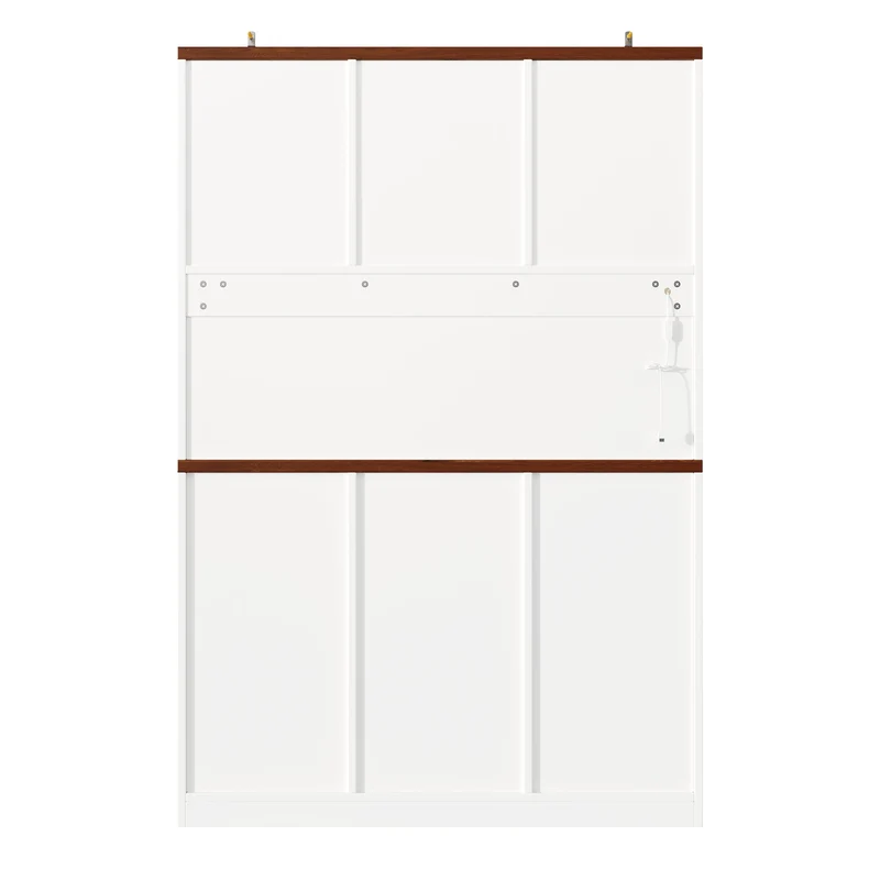 Haloxylin Buffet de Cuisine 120x40x180 cm Blanc MDF, Portes Grange, LED RGB et Range-Bouteilles