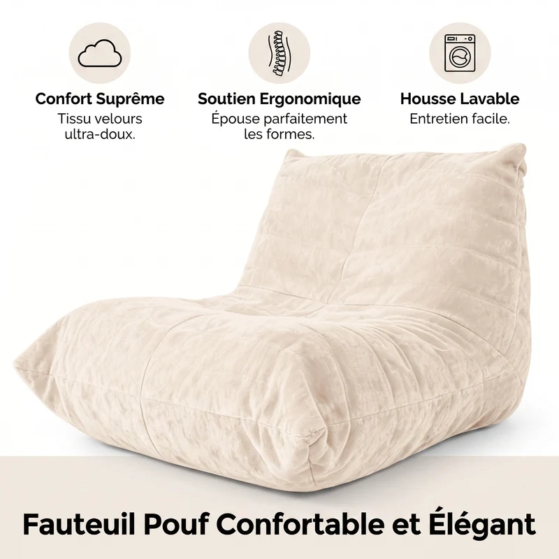 Chauffeuse matelassée chenille blanche pailletée fauteuil de sol 90x100cm CHROMESHELF