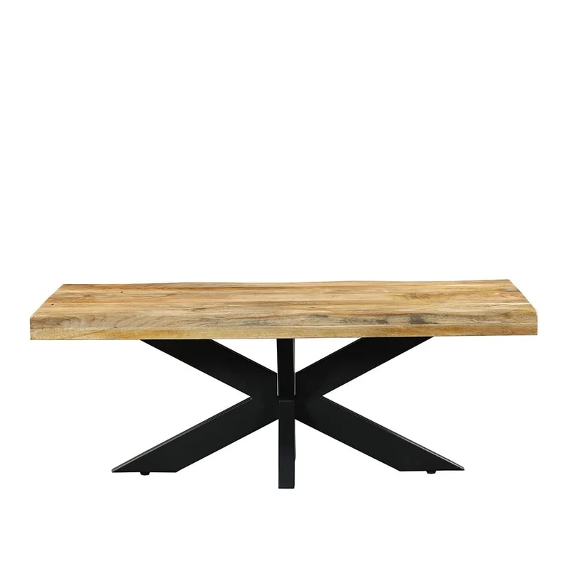 Table basse avec plateau en bois ondulé, 120x60xH45CM, EP6CM-POPPY