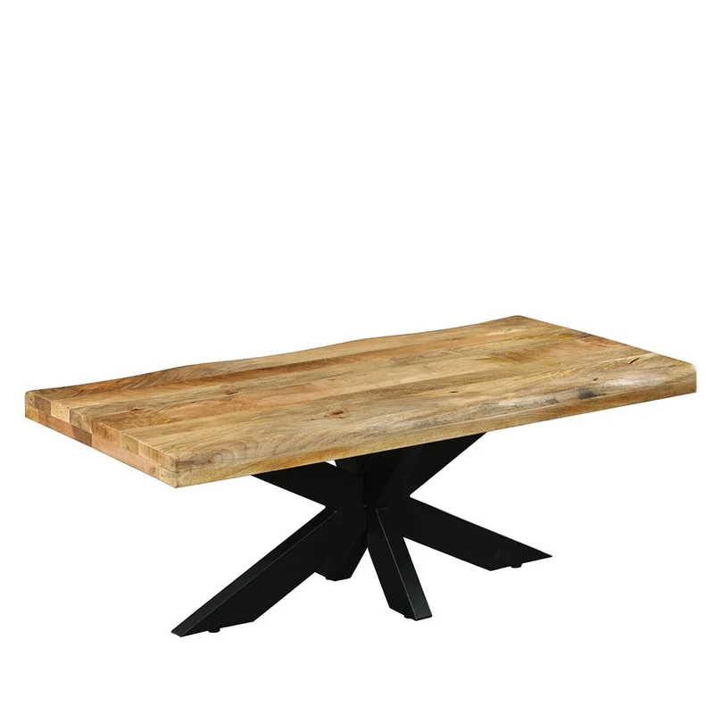 Table basse avec plateau en bois ondulé, 120x60xH45CM, EP6CM-POPPY
