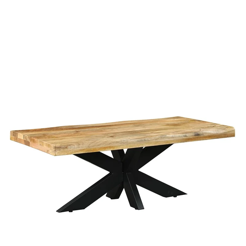 Table basse avec plateau en bois ondulé, 120x60xH45CM, EP6CM-POPPY