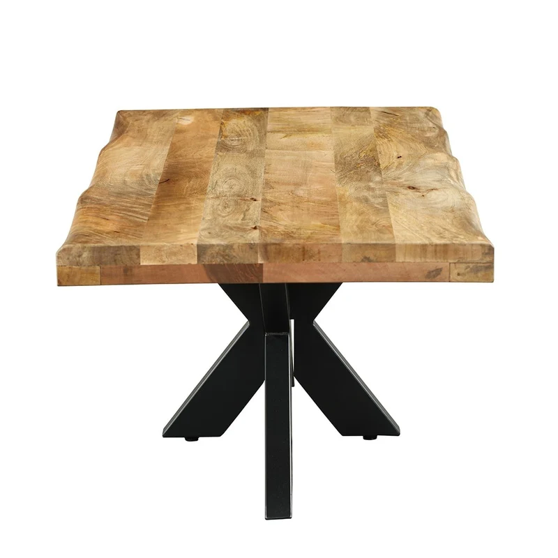 Table basse avec plateau en bois ondulé, 120x60xH45CM, EP6CM-POPPY