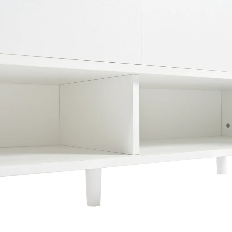 Buffet moderne blanc 4 portes 1 tiroir 120x99x35cm MERIDIANNOVA