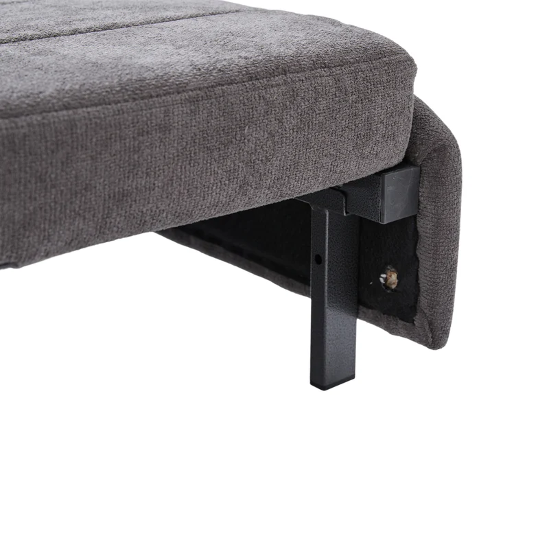 Canapé convertible 2-place en tissu chenille gris avec rangement, USB et porte-gobelet, 139x83x58cm QUASARVORN