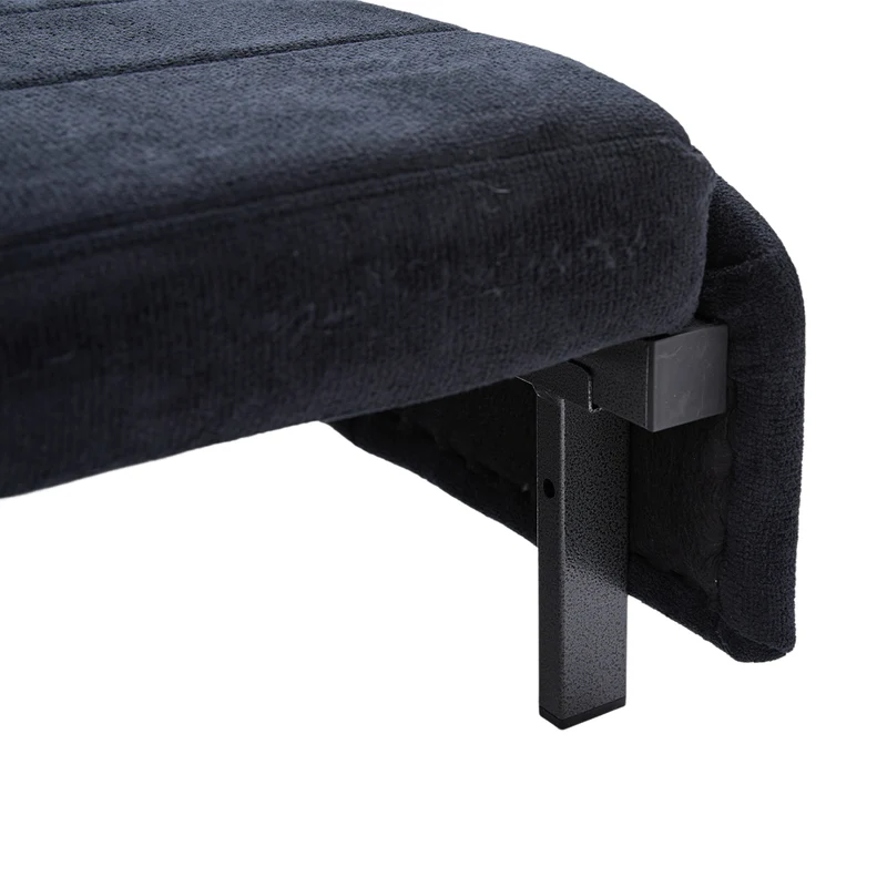 Canapé convertible 2-place en tissu chenille noir avec rangement, USB et porte-gobelet, 139x83x58cm QUASARONYX