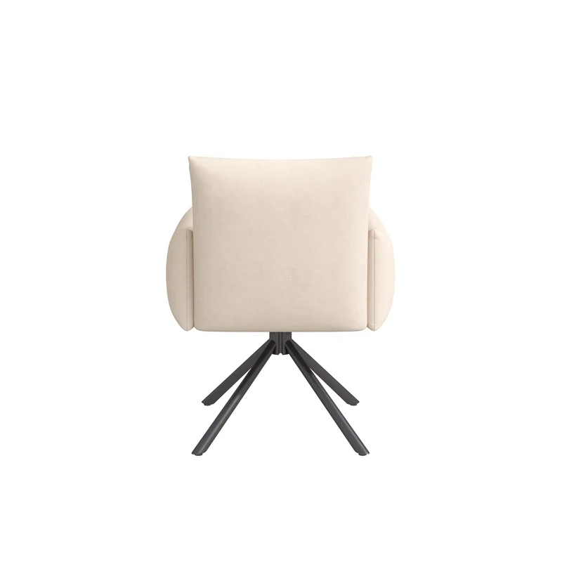 Lot de 2 chaises de salle à manger pivotantes 360° en velours beige dossier, pieds en métal noir NEXUSVEX