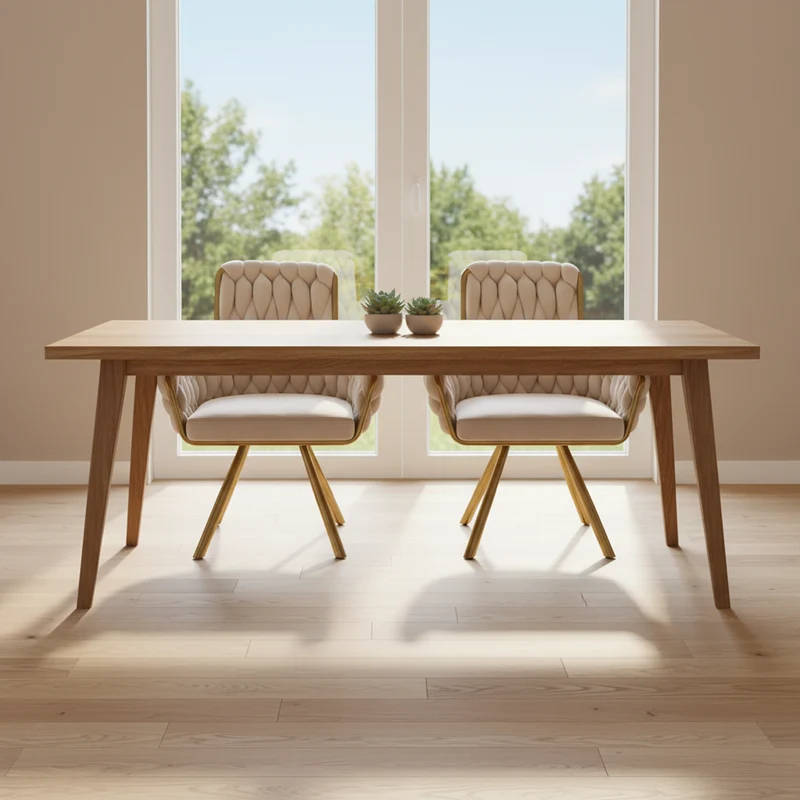 Lot de 2 chaise de salle à manger en velours beige, pivotante 360°, pieds en métal dorés NEXUSRIFT