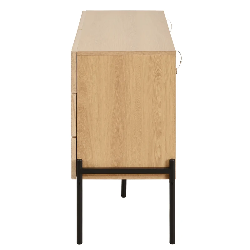 Buffet effet bois naturel géométrique 3D, 6 tiroirs 115,5x38x75cm CASCADEDYNE