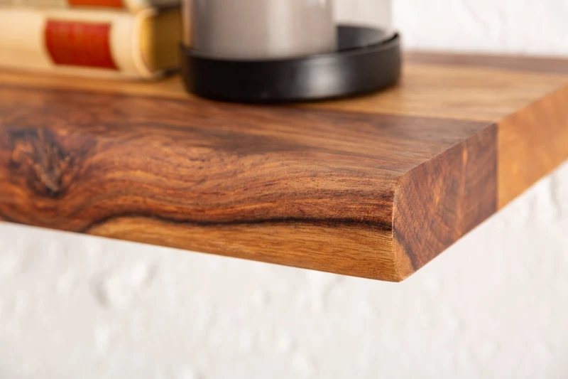 Etagère murale massive MAMMUT 115cm marron finition pierre de Sheesham etagère bord d’arbre