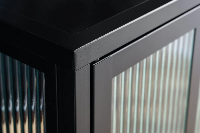 Vitrine industrielle DURA STEEL 80cm métal noir verre nervuré