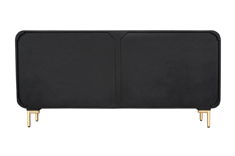 Buffet design WAVE 160cm en manguier noir massif pieds métal doré mat