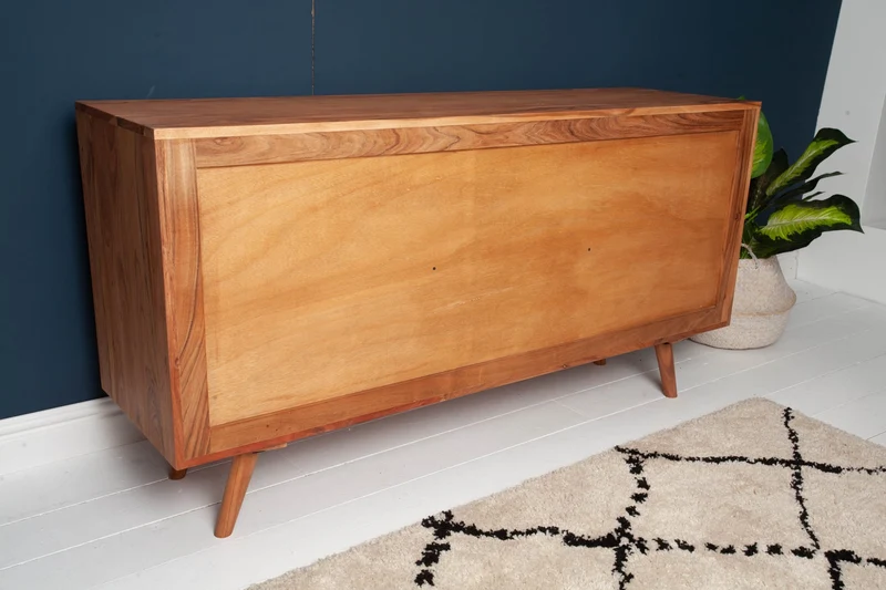 Buffet en bois massif MYSTIC LIVING Commode 145cm en acacia naturel avec tiroirs design 3D