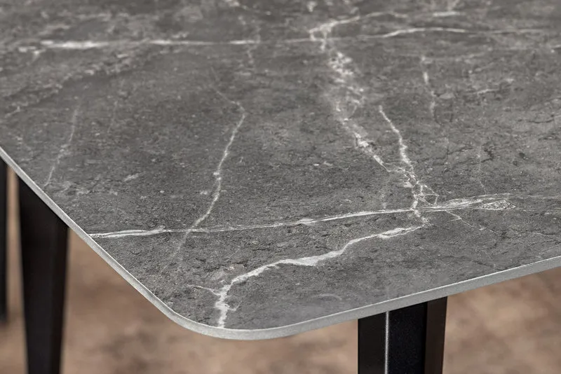 Table à manger moderne MILANO 180cm céramique anthracite pieds métal noir