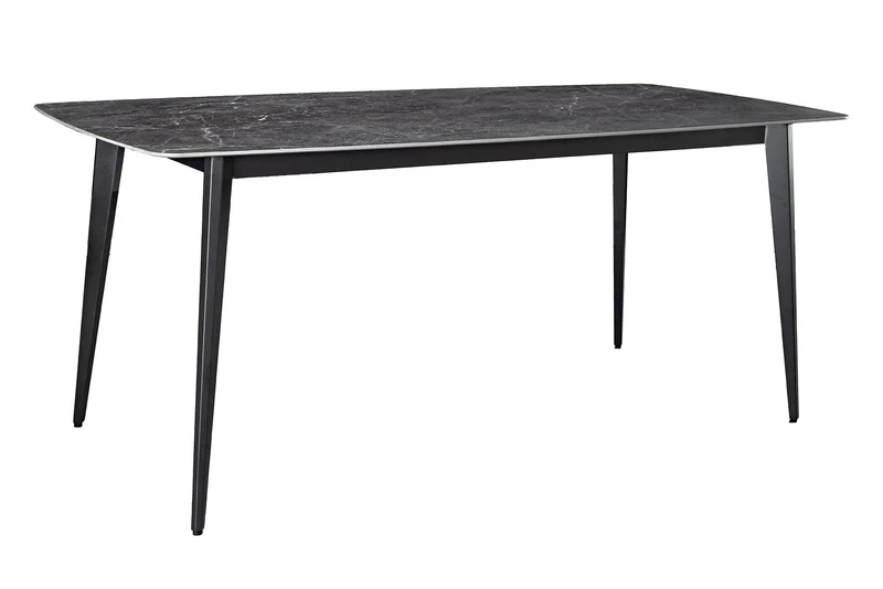 Table à manger moderne MILANO 160cm céramique anthracite pieds métal noir