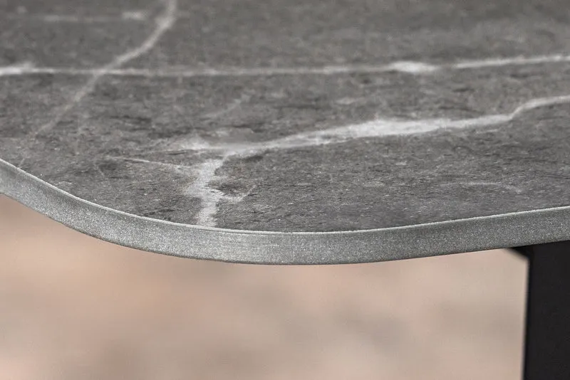 Table à manger moderne MILANO 160cm céramique anthracite pieds métal noir
