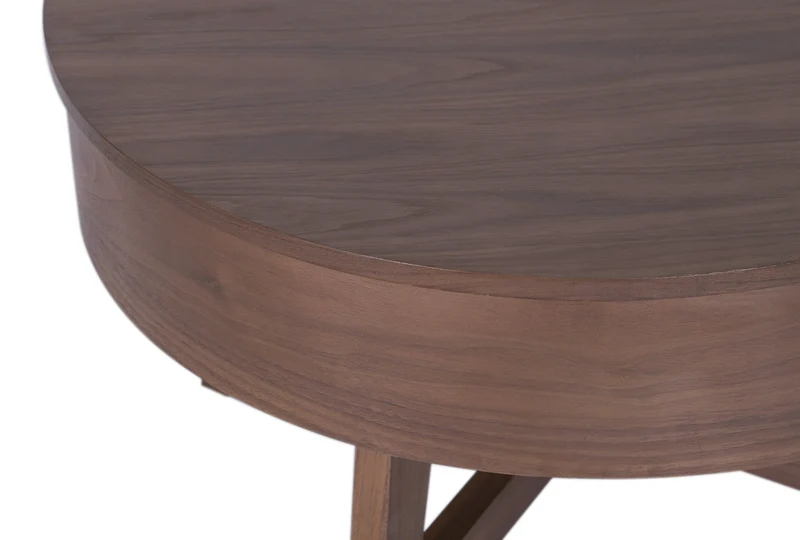 Massif table basse KYOTO 70cm brun bois de mangue au design noyer avec espace de rangement