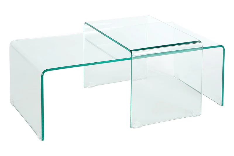 Set de 2 tables basses en verre de haute qualité FANTOME 100cm transparent