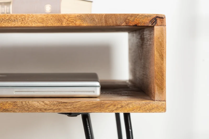 Bureau massif SCORPION 100cm pieds épingle en manguier naturel