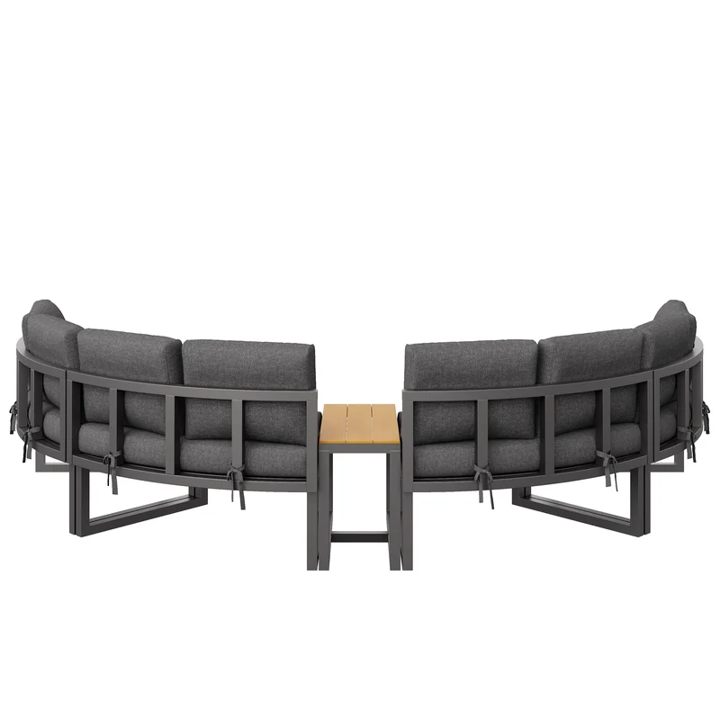 Salon de jardin 4-6 personnes gris modulable avec 3 tables basses et coussins INFINITEMORN