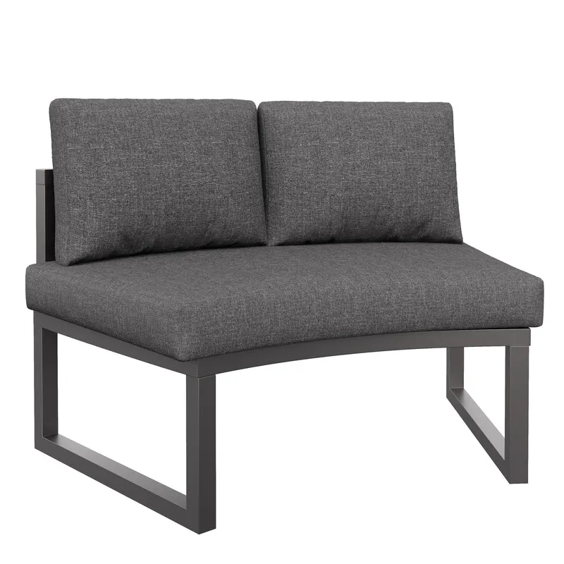 Salon de jardin 4-6 personnes gris modulable avec 3 tables basses et coussins INFINITEMORN