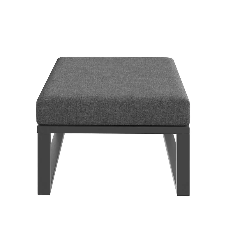 Salon de jardin 6-7 personnes modulable extérieur gris/beige, 2 tables basse gigognes roundes effet bois, coussins 9cm QUASARAPEX