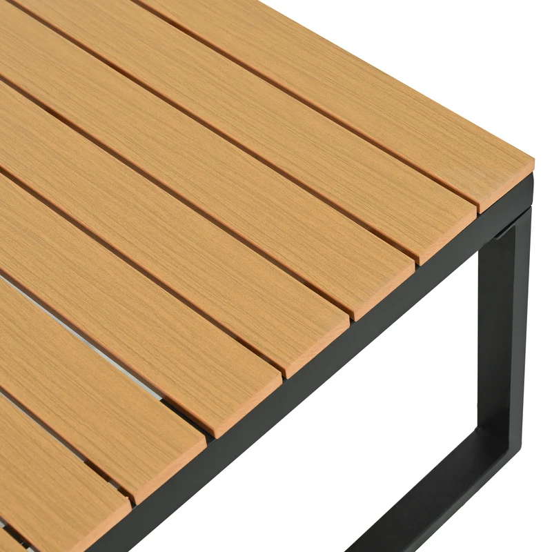 Salon de jardin d'angle modulable 6 places gris, table basse effet bois, 5 positions inclinable RIFTPULSE