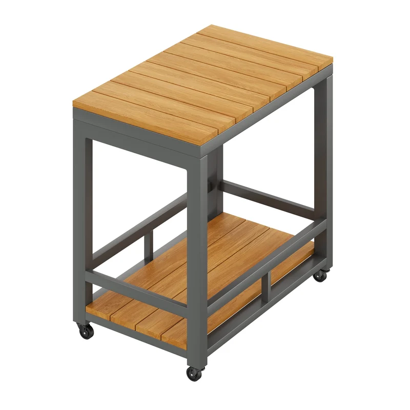 Salon de jardin moderne 6 pièces gris et table basse effet bois moudulable NEXUSNEX