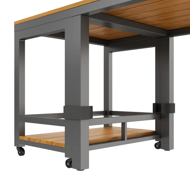 Salon de jardin moderne 6 pièces gris et table basse effet bois moudulable NEXUSNEX