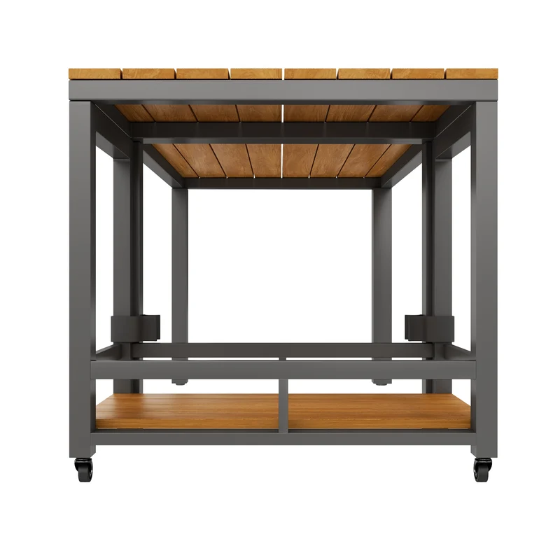 Salon de jardin moderne 6 pièces gris et table basse effet bois moudulable NEXUSNEX