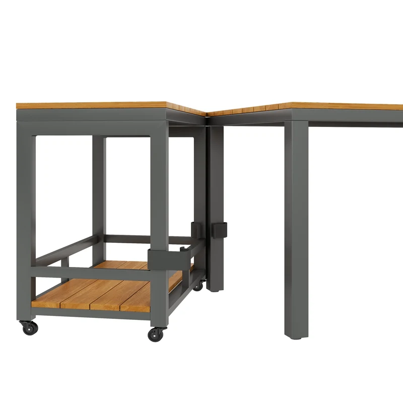 Salon de jardin moderne 6 pièces gris et table basse effet bois moudulable NEXUSNEX