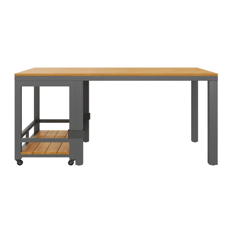 Salon de jardin moderne 6 pièces gris et table basse effet bois moudulable NEXUSNEX