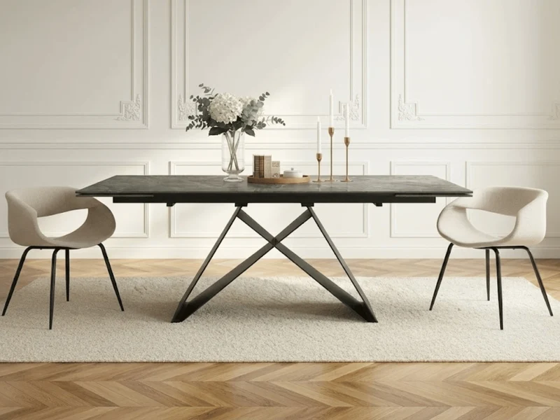 Table à manger extensible MASDAR en céramique – 180 cm fermée / 260 cm ouverte