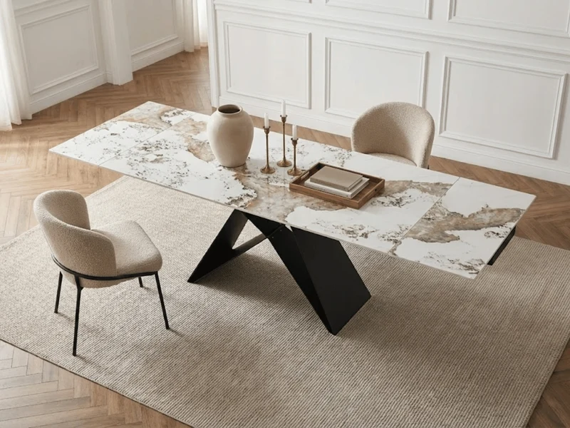 Table à manger extensible MASDAR en céramique – 180 cm fermée / 260 cm ouverte