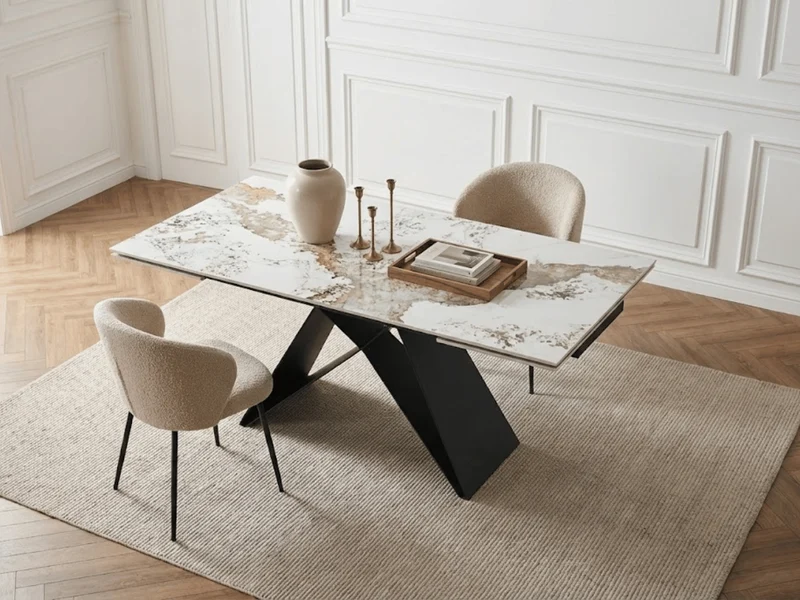 Table à manger extensible MASDAR en céramique – 180 cm fermée / 260 cm ouverte