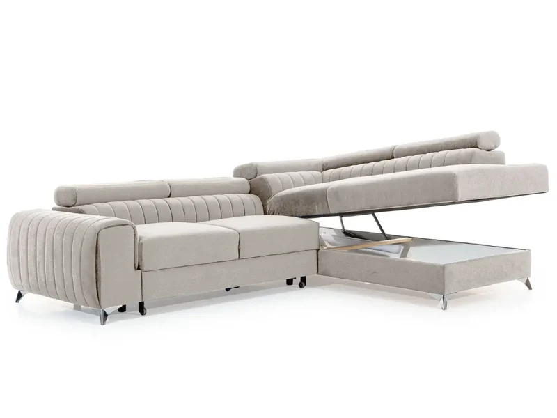 Canapé d'angle convertible têtières relevables SEOUL