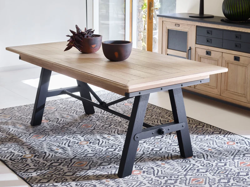 Table rectangulaire extensible - ADL - INDUS 100% chêne massif
