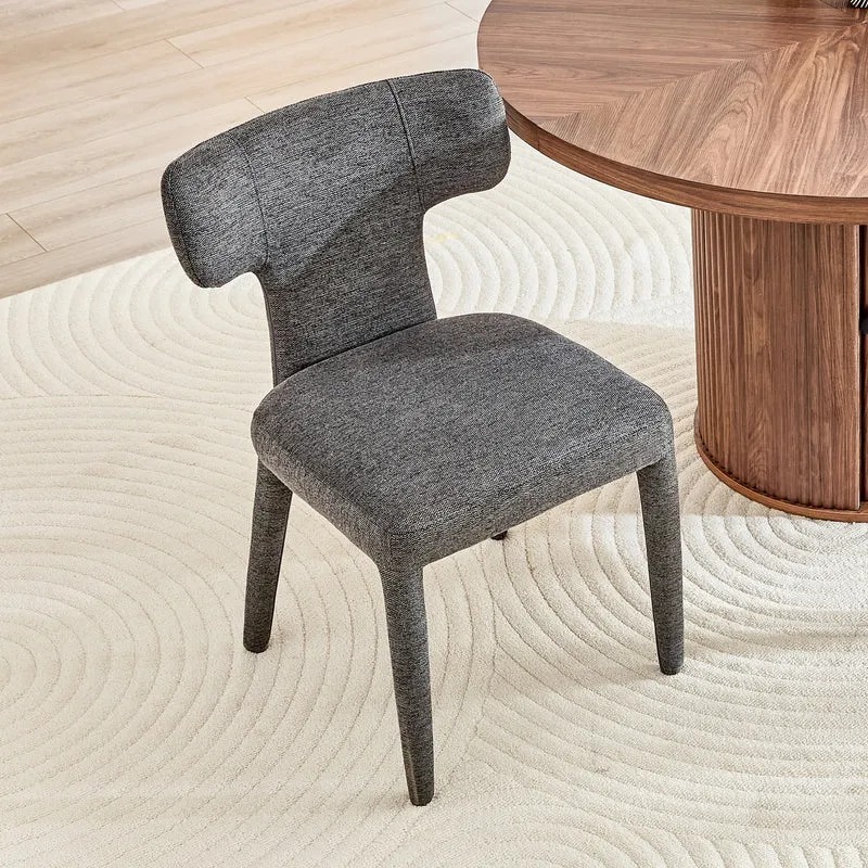Lot de 2 chaises de salle à manger grises en tissu, dossier T moderne RUSTICVASEART