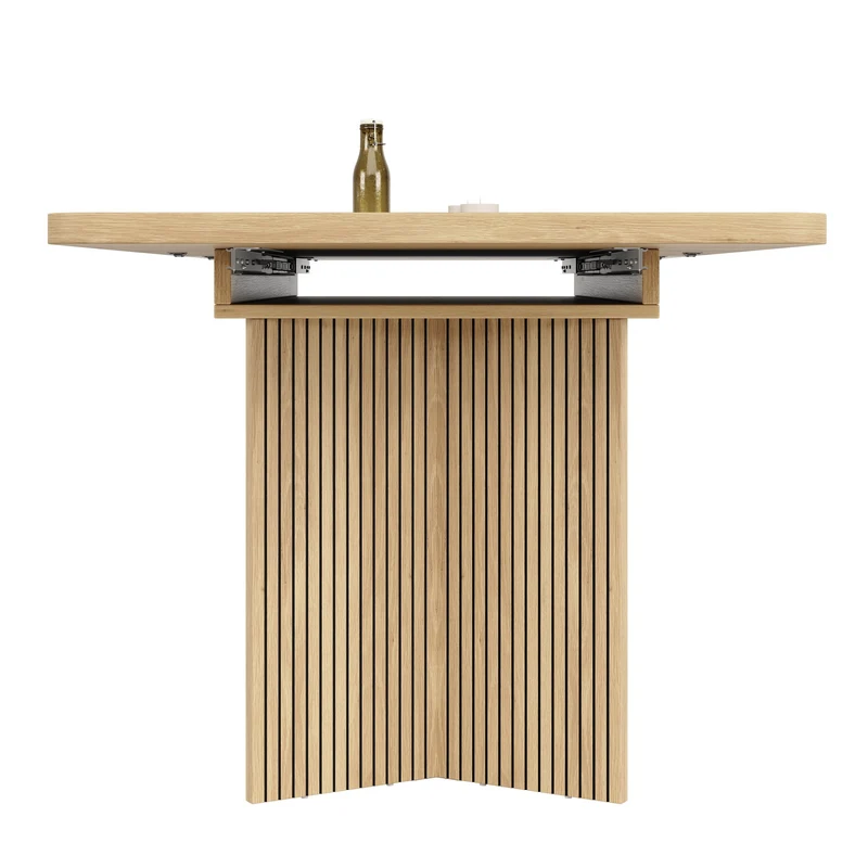 Table de salle à manger extensible effet bois pieds V rainurés 120–160cm RUSTICSOFAART