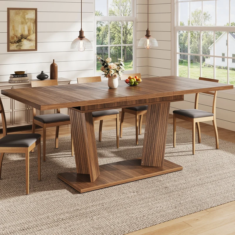 Table de salle à manger extensible bois foncé 120-160cm RUSTICPANEL