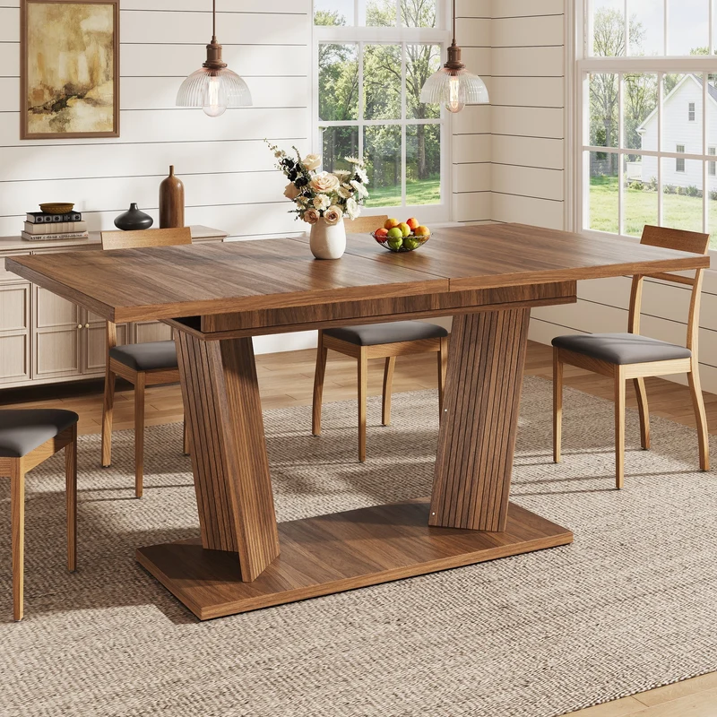Table de salle à manger extensible bois foncé 120-160cm RUSTICPANEL