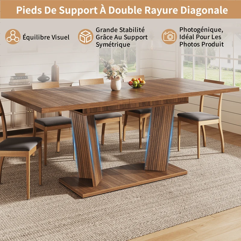 Table de salle à manger extensible bois foncé 120-160cm RUSTICPANEL