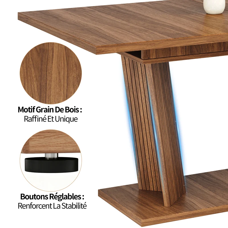 Table de salle à manger extensible bois foncé 120-160cm RUSTICPANEL